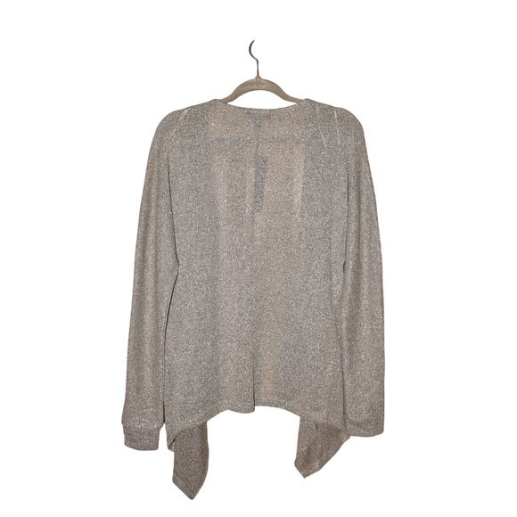 LONG TALL SALLY NEW $75 Silver Sparkle Waterfall Jersey Cardigan Lightweight XS - Picture 2 of 3